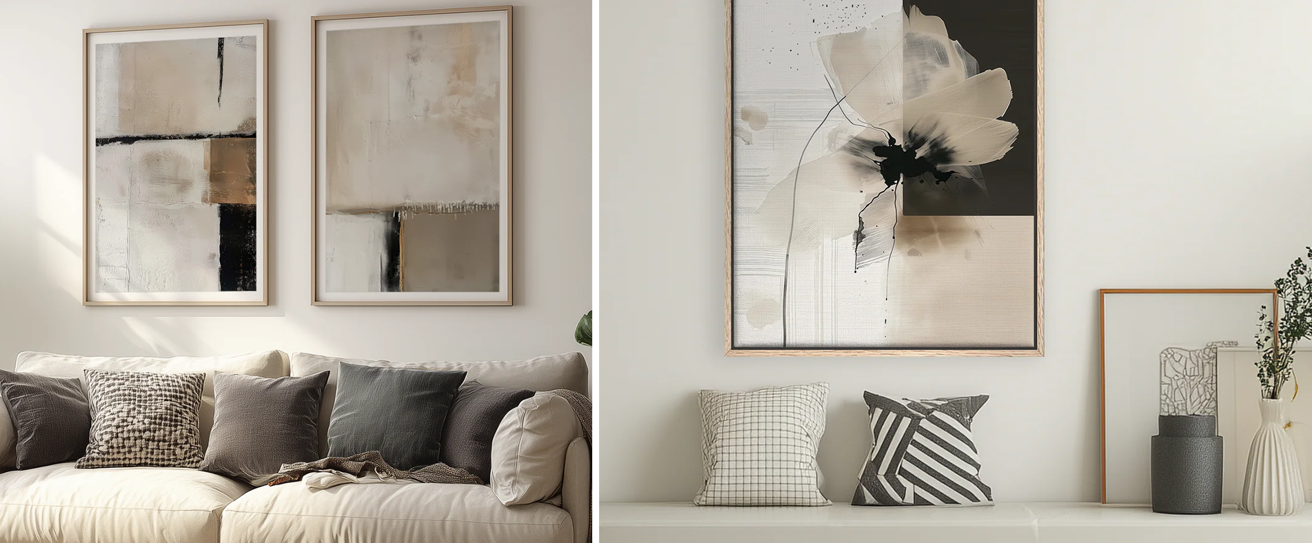 sychological impact of abstract wall art in modern home interiors creating a calm and inspiring atmosphere