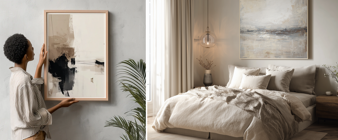 Trending abstract wall art styles in 2026 featuring modern, minimalist designs and calming neutral color palettes