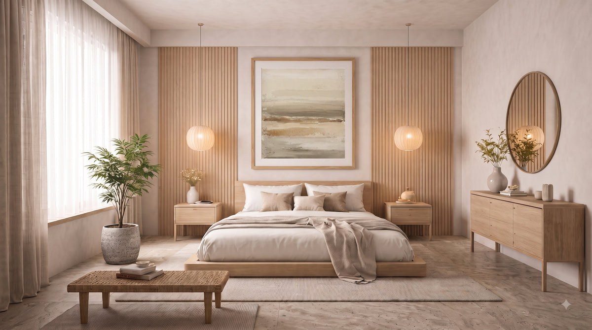Japandi Art in a Bedroom