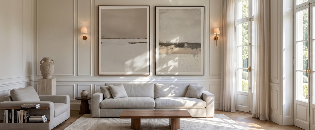 Minimalist Japandi Wall Art in a modern living room