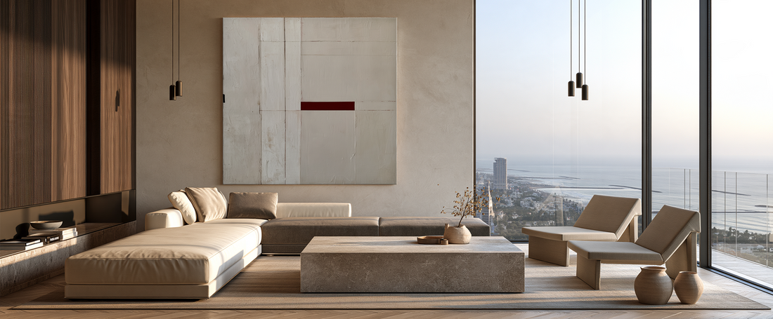 Modern minimalist abstract art in a livingroom