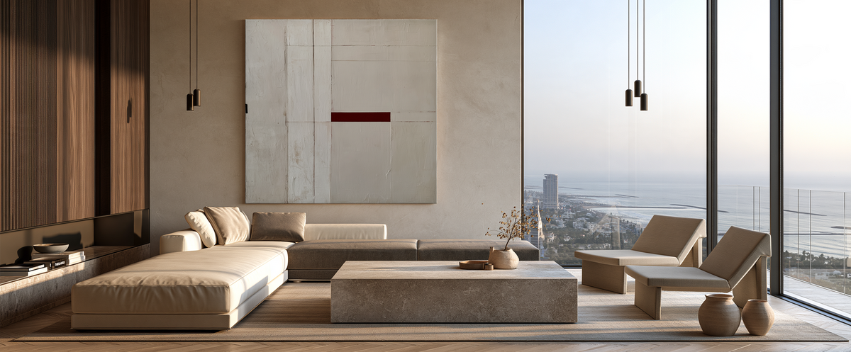 Modern minimalist abstract art in a livingroom