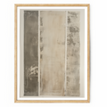 Abstract mixed media wall art with textured charcoal, beige, cream, and off-white panels inspired by aged plaster and concrete.