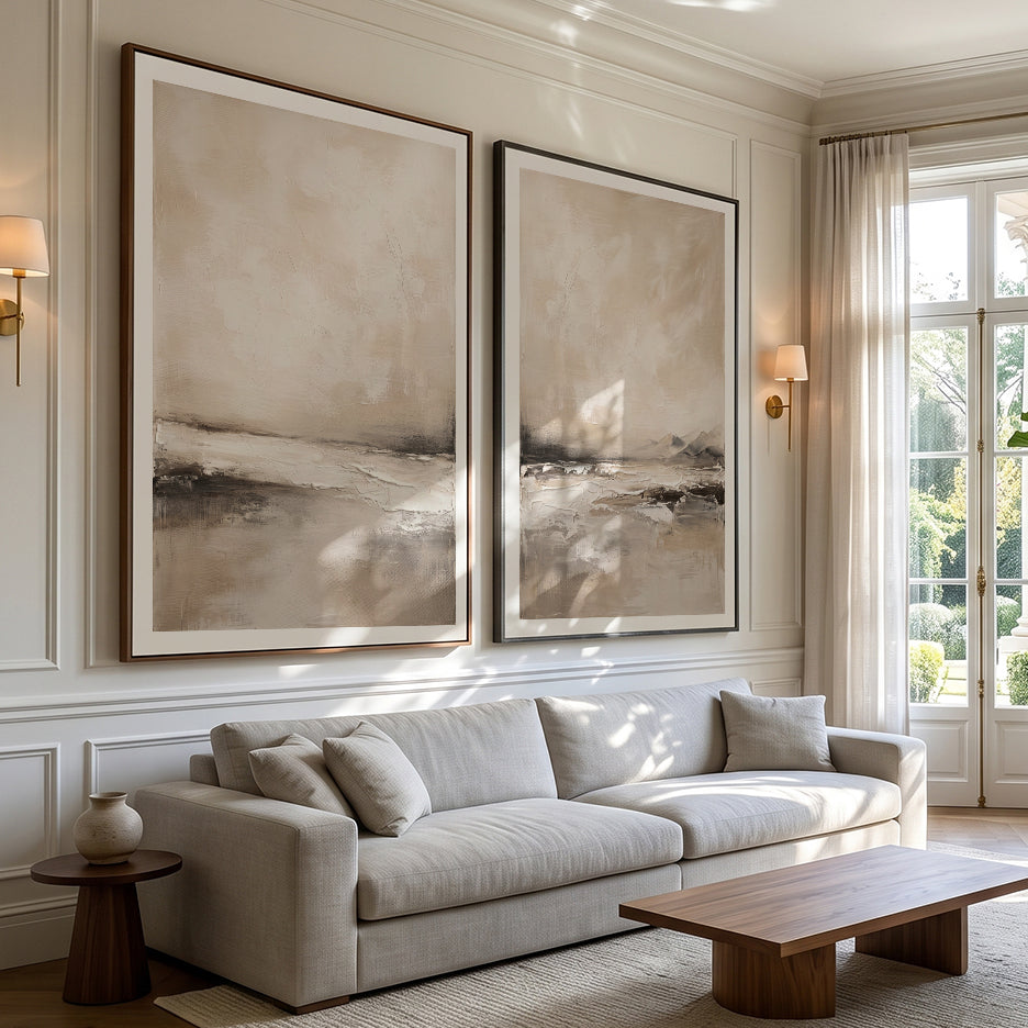 Neutral Abstract Horizon Wall Art Set of 2 – Wabi Sabi Landscape Prints