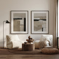 Neutral Abstract Canvas Wall Art Set of 2 – Taupe Beige Japandi Prints