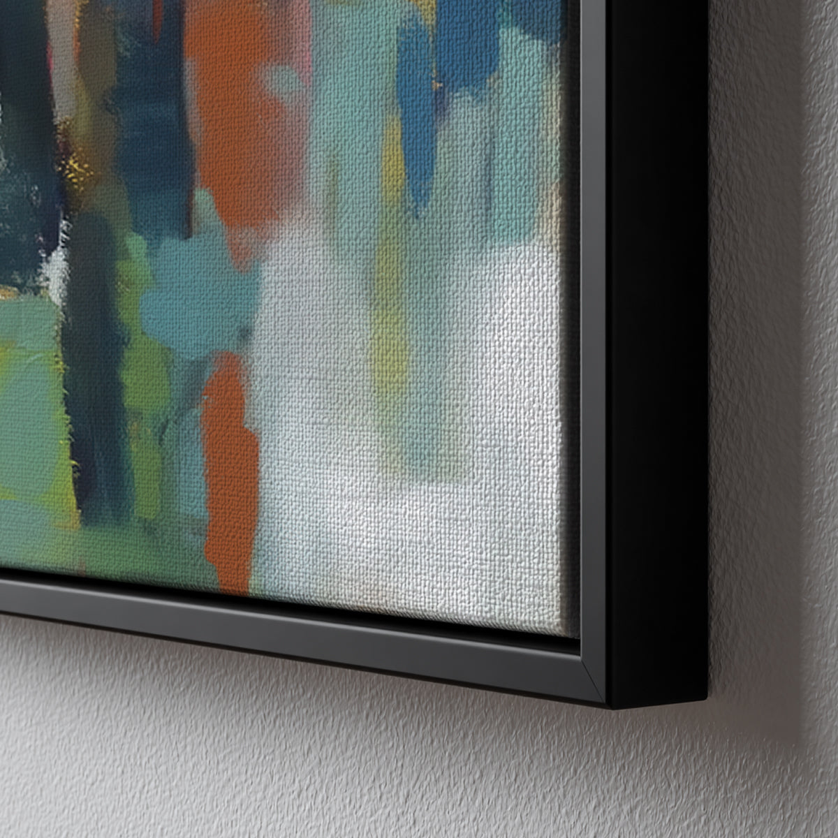 Abstract wall art in black and earthy tones on gallery wall