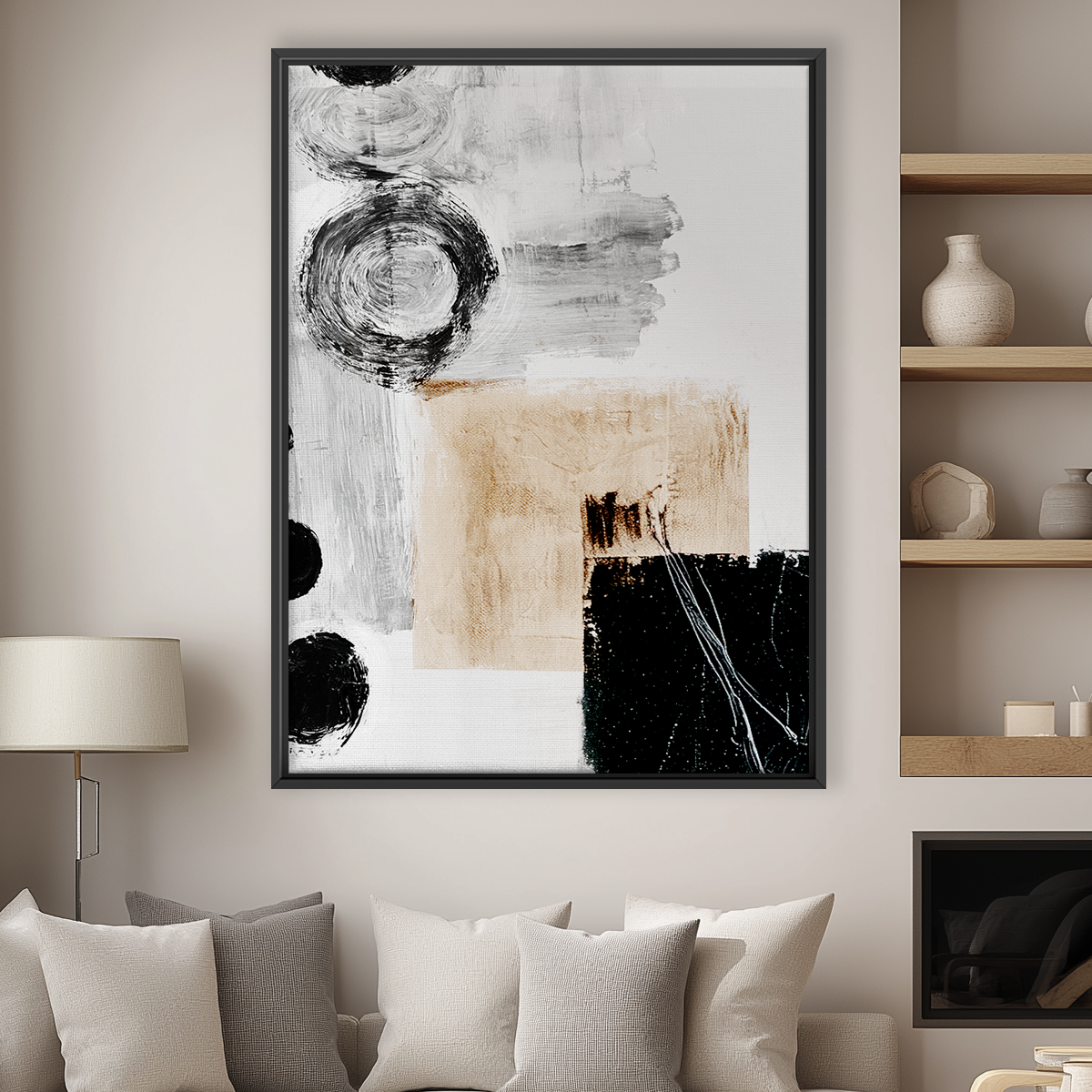 Neutral Abstract Wall Art | Modern Geometric Canvas