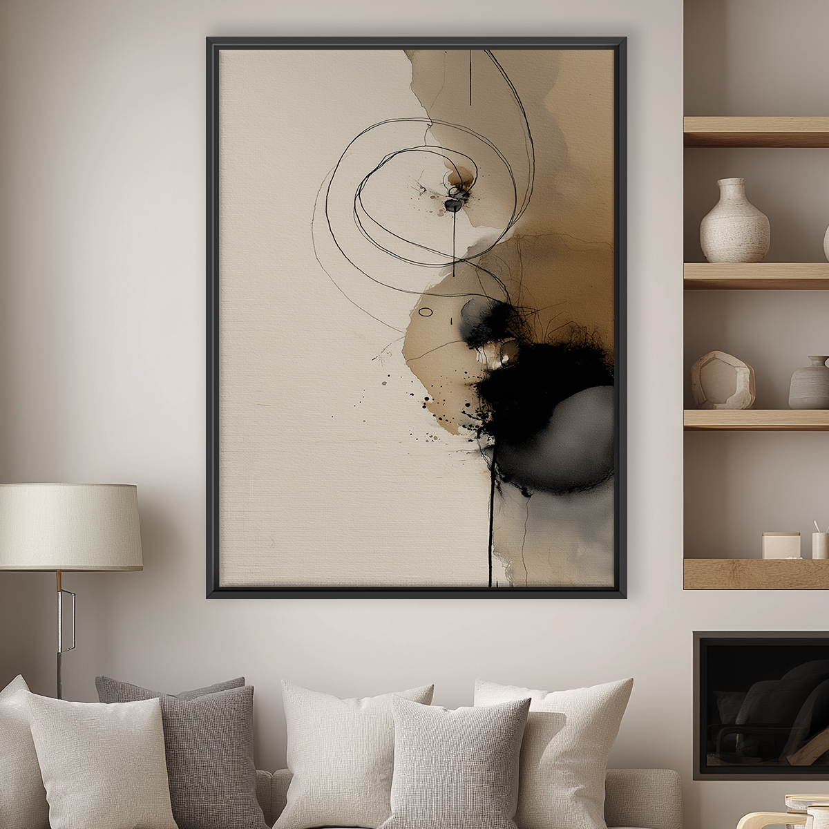 Ink Harmony Wall Art | Japandi Abstract Canvas Print