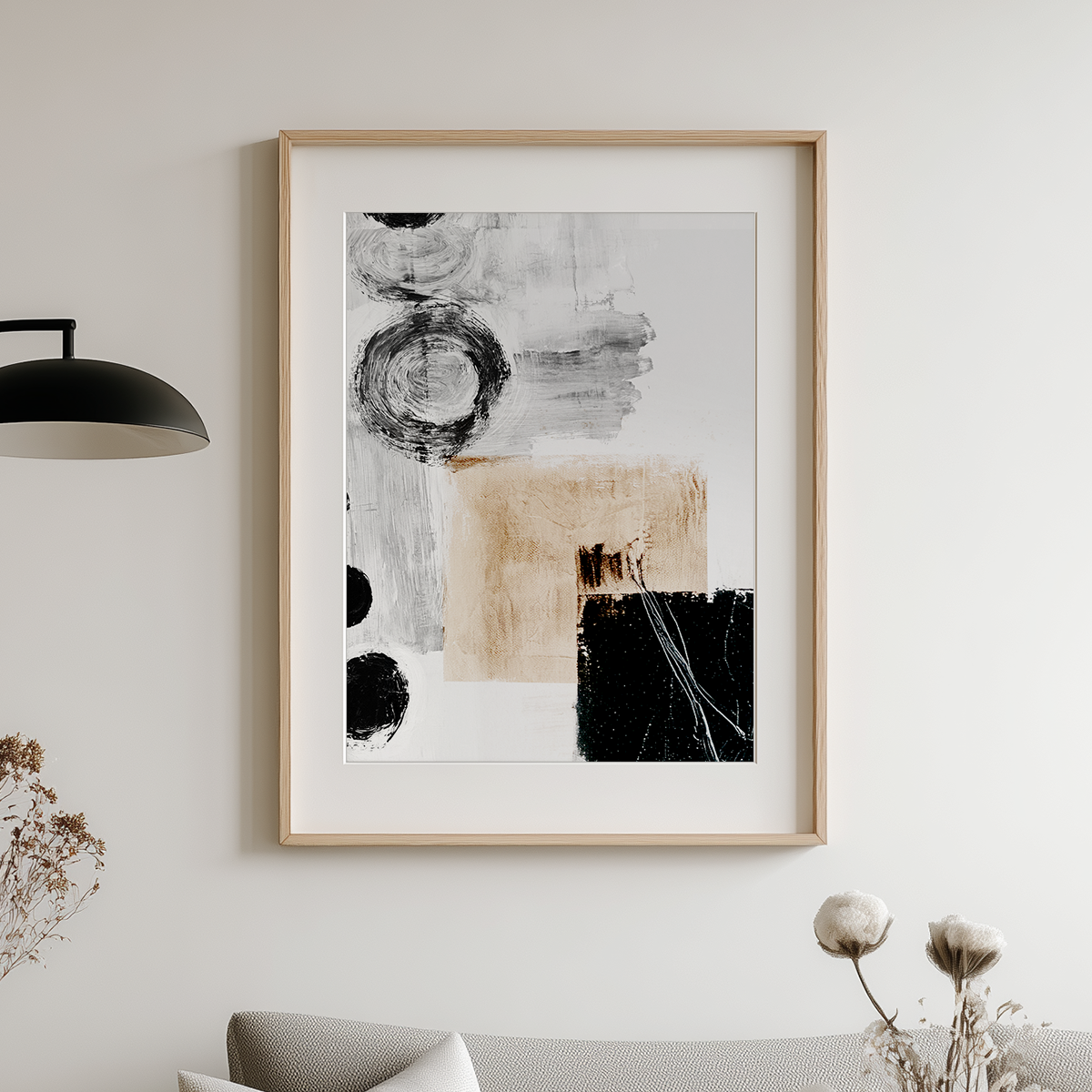 Neutral Abstract Wall Art | Modern Geometric Canvas