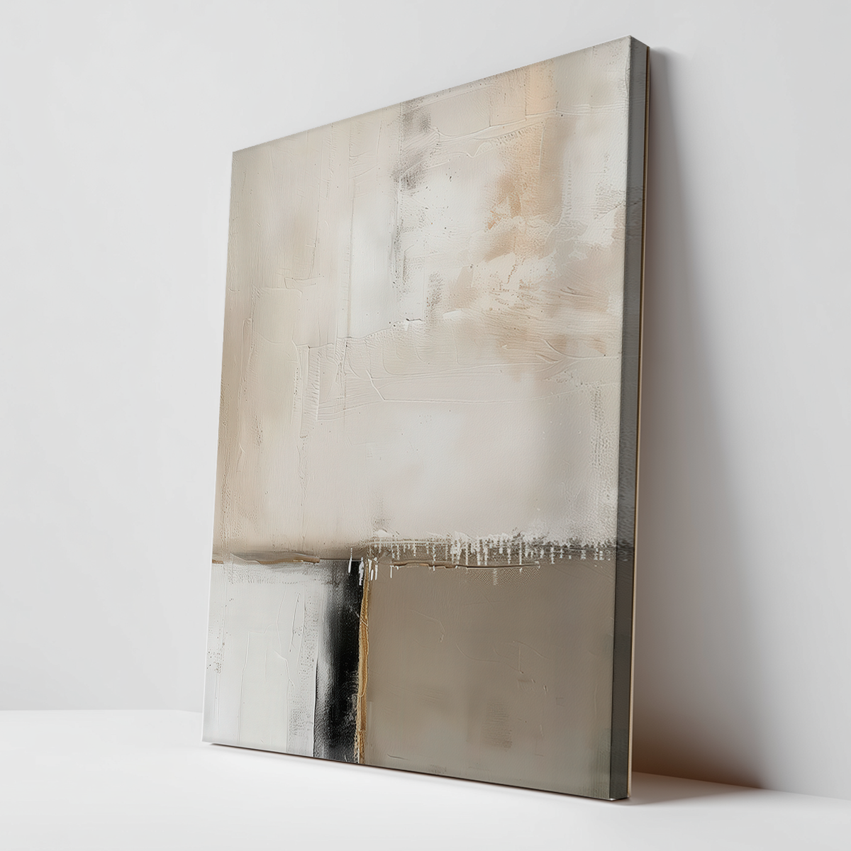 Beige Black Abstract Canvas Print