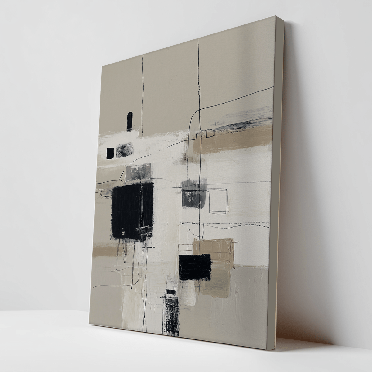 Beige and Black Organic Modern Collage Print