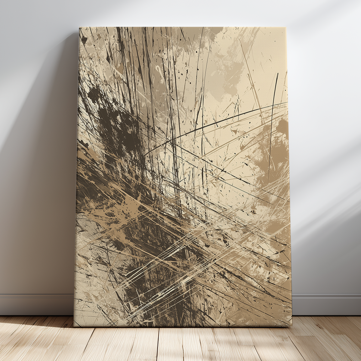 Fractured Motion Abstract Wall Art | Earth Tone Expressionist Canvas