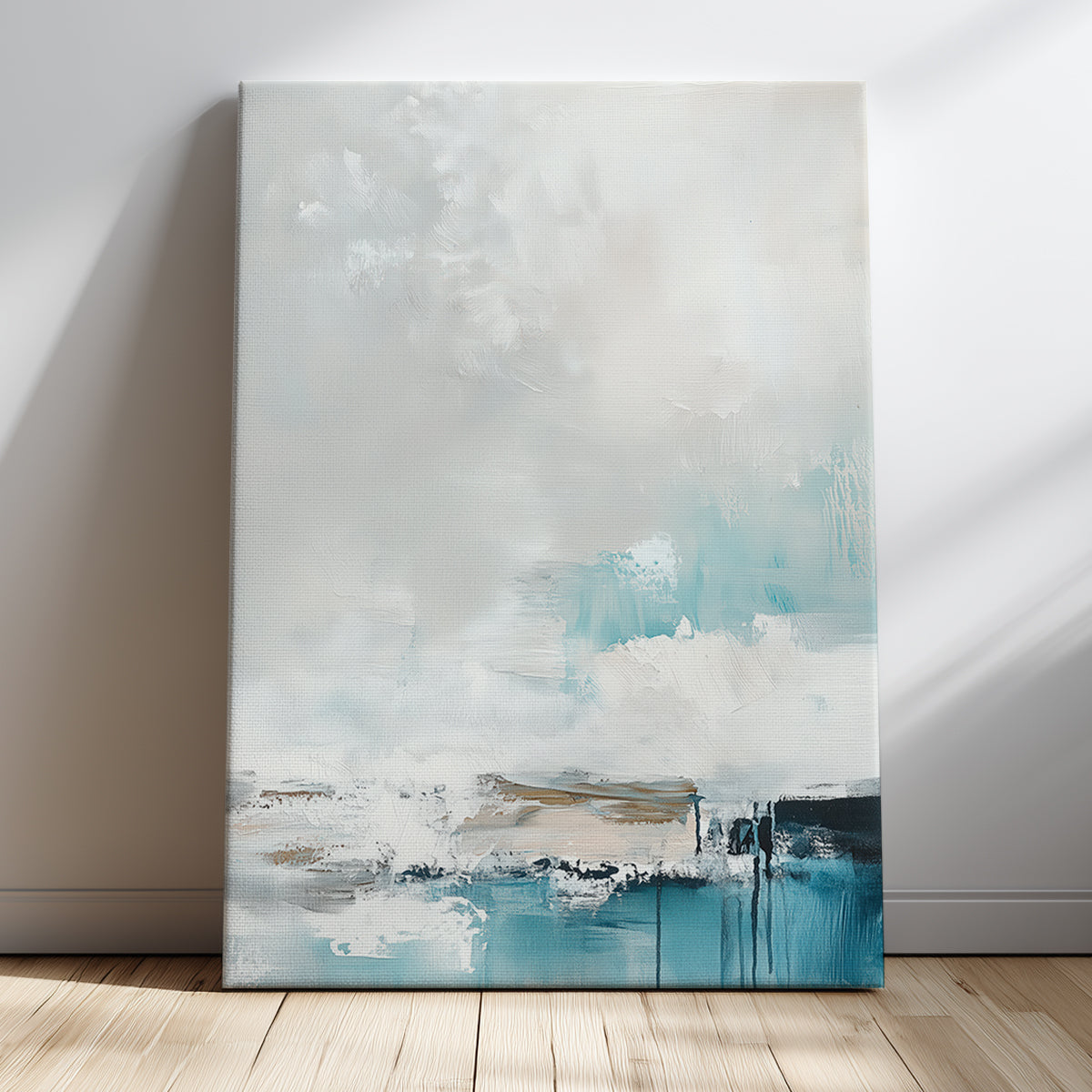 Blue and teal seascape canvas art for coastal interiors