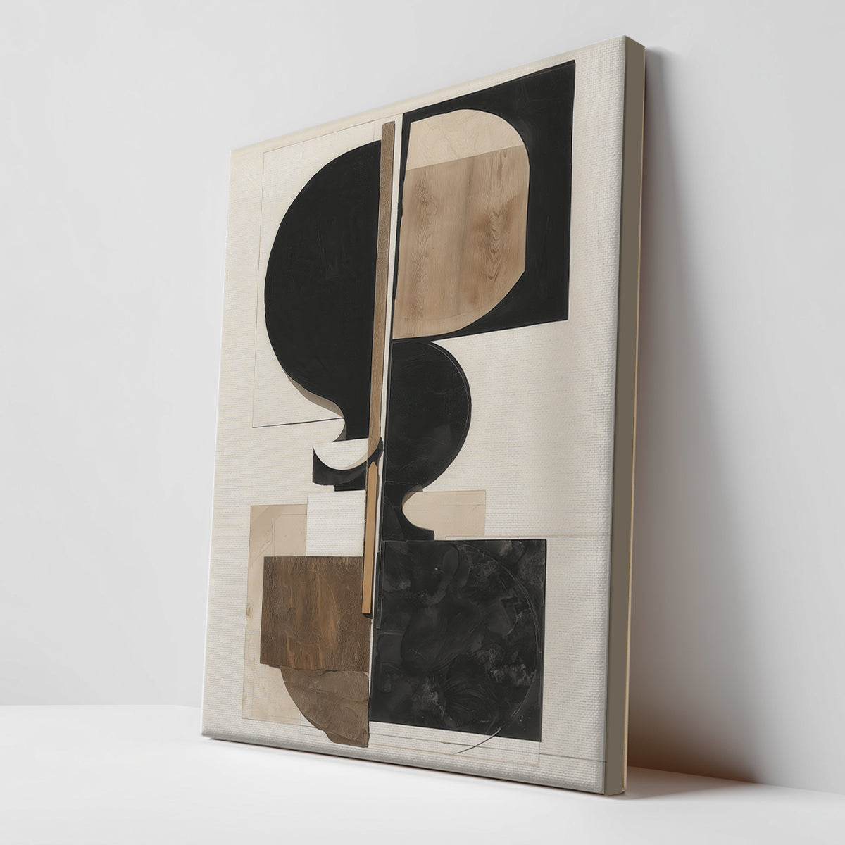 Minimalist abstract wall decor with neutral color blocks and textures