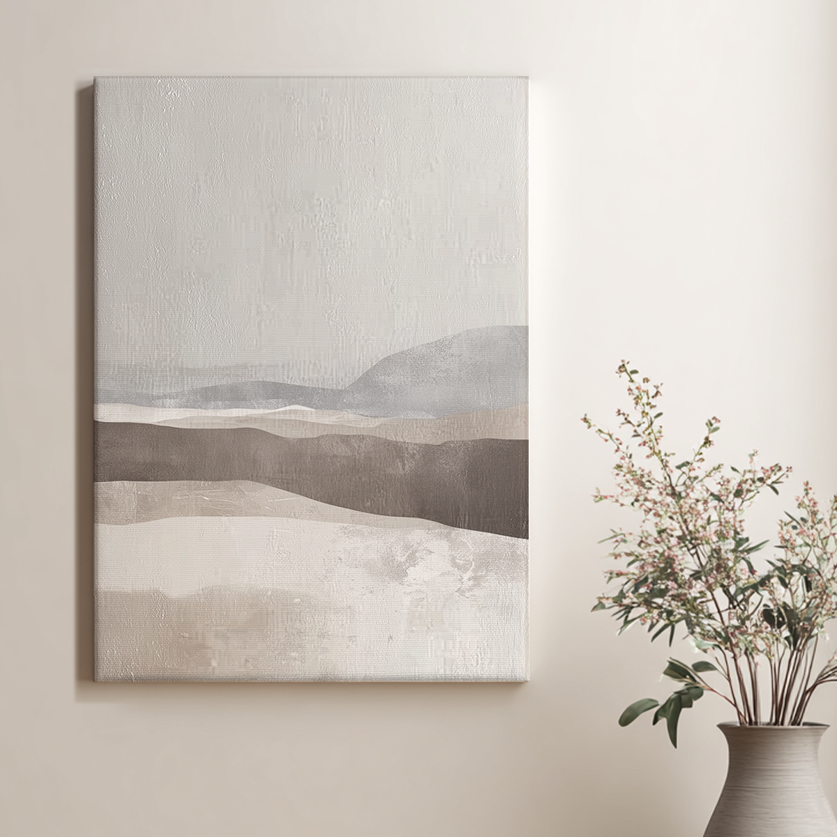 Abstract Landscape Wall Art | Wabi-Sabi Neutral Canvas