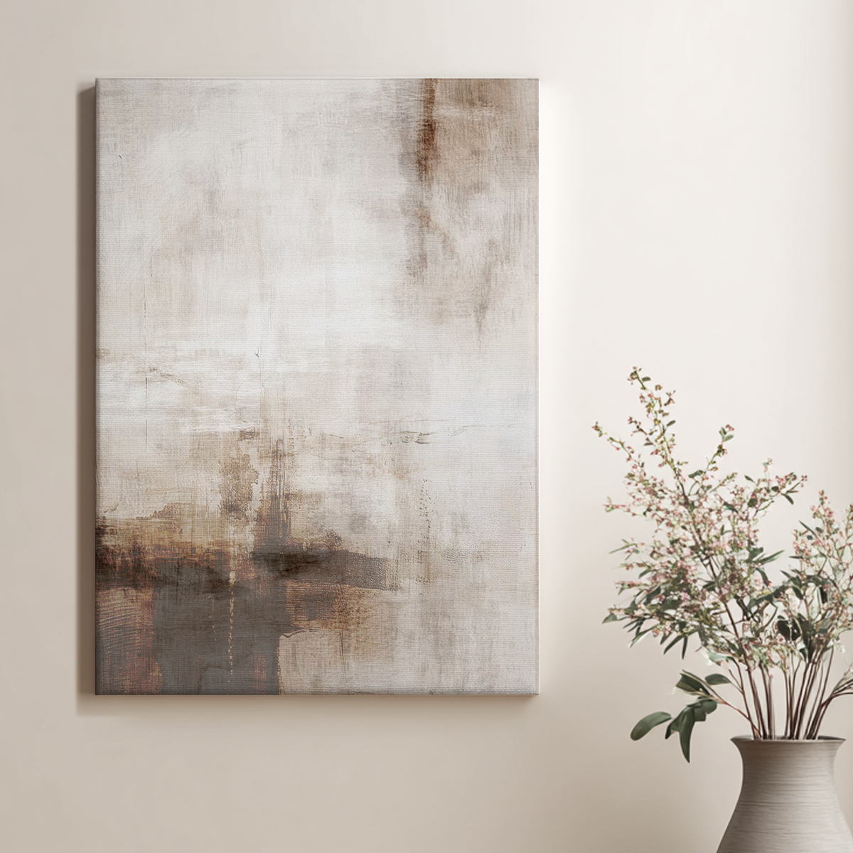 Beige Abstract Wall Art | Minimalist Neutral Canvas