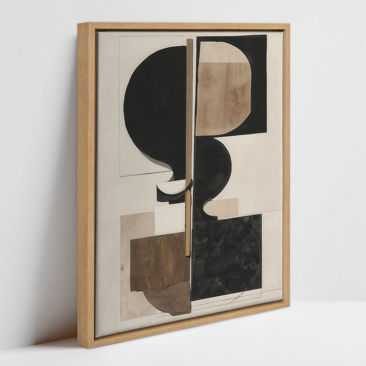 Geometric wall art print with modern neutral black and white palette