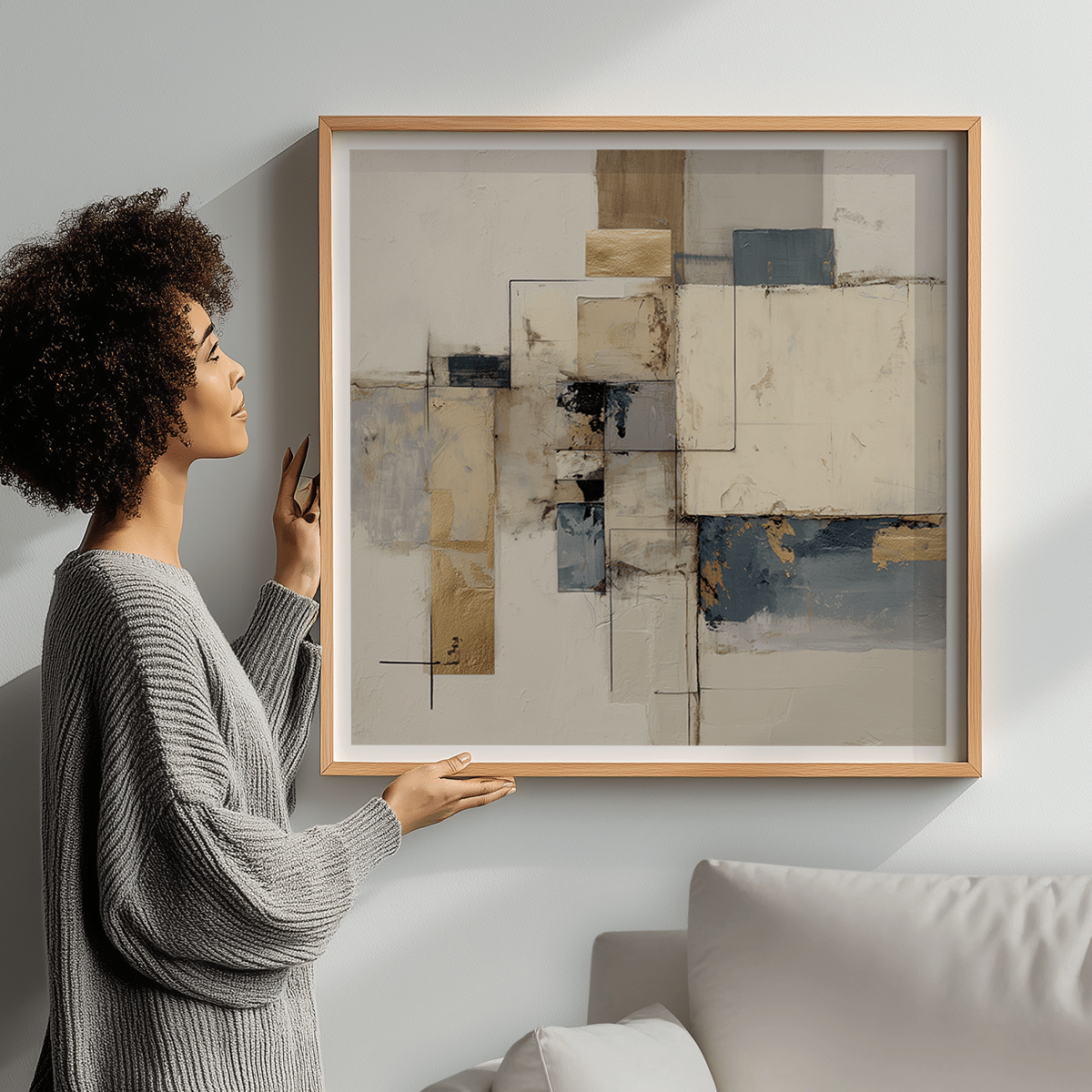 Gold Accent Print in Neutral Tones Wall Art