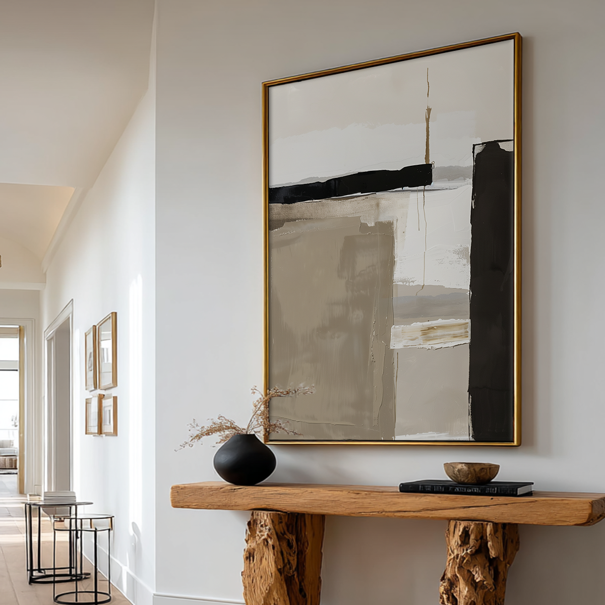 Neutral Abstract Wall Art | Taupe Beige Minimalist Canvas