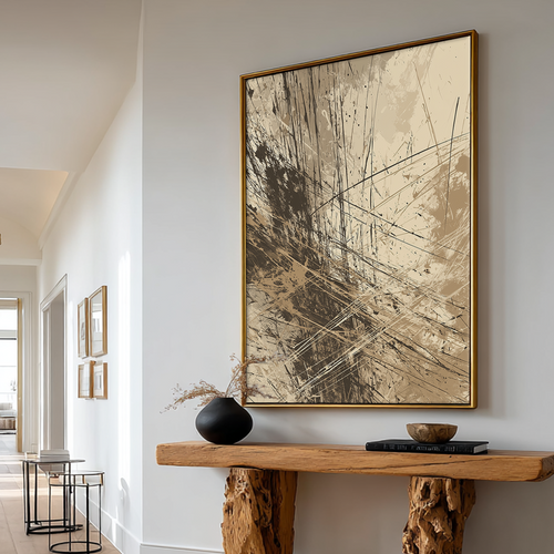 Fractured Motion Abstract Wall Art | Earth Tone Expressionist Canvas