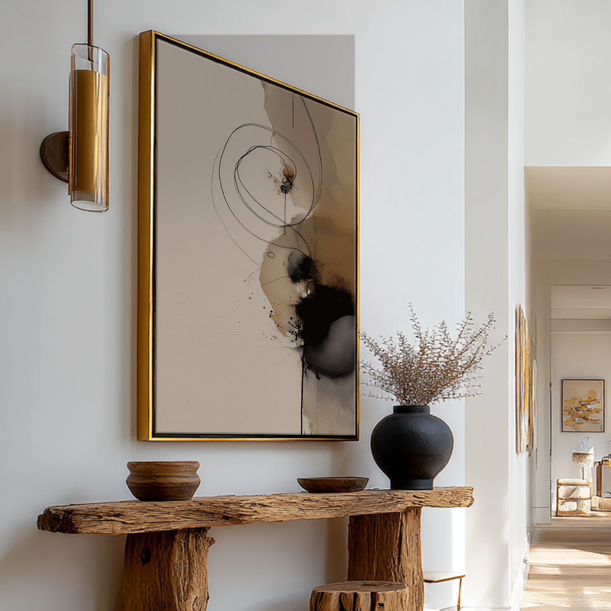 Ink Harmony Wall Art | Japandi Abstract Canvas Print