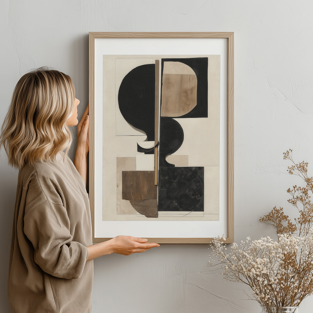 Contemporary geometric artwork for living room or office wall