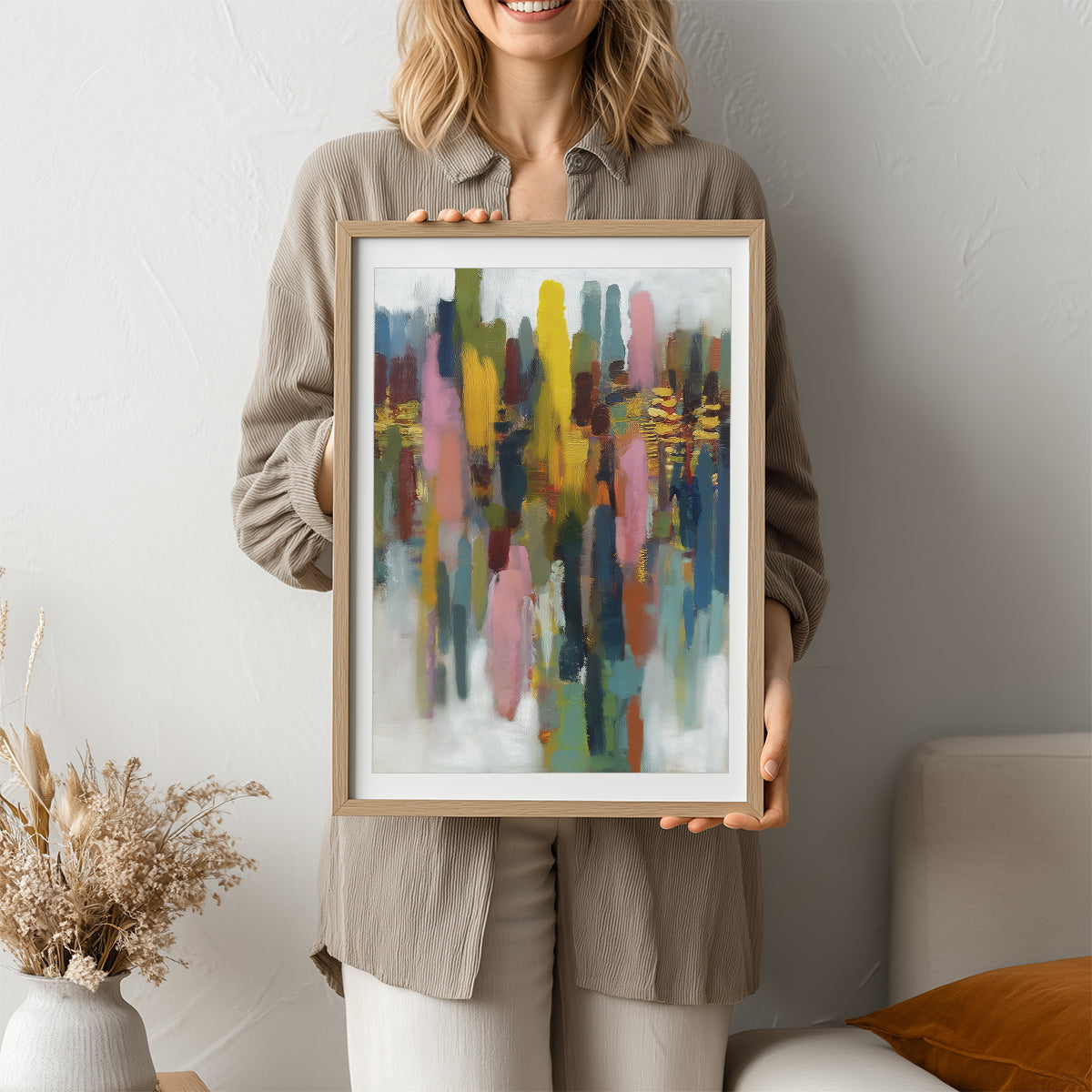 Modern mid-century wall art for living room or office decor