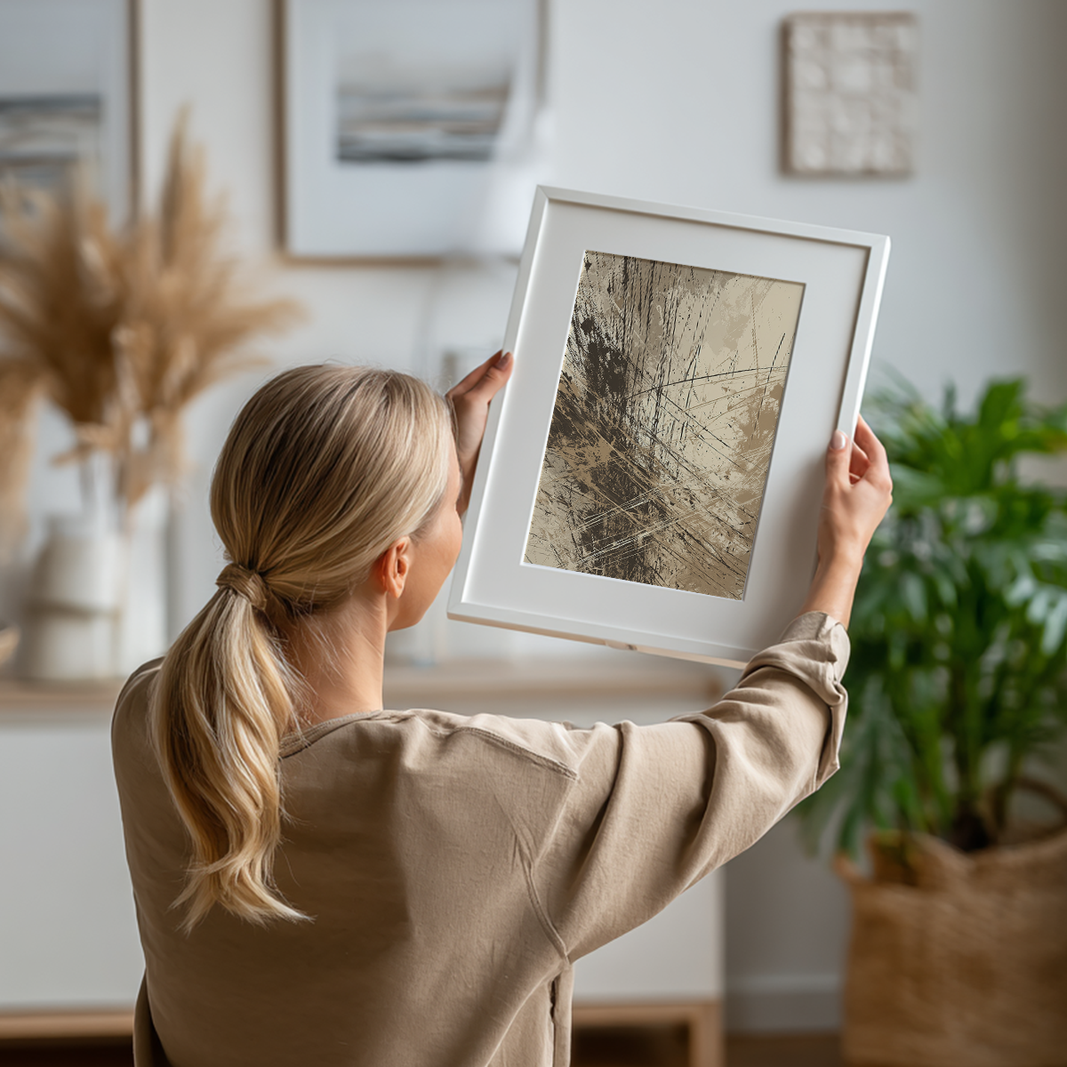 Fractured Motion Canvas Print | Earth Tone Japandi Wall Art