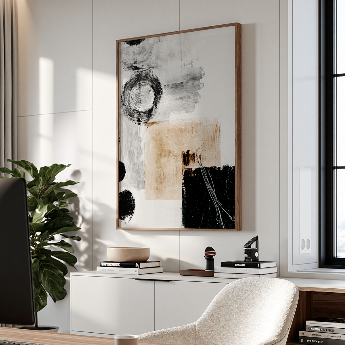 Neutral Abstract Wall Art | Modern Geometric Canvas