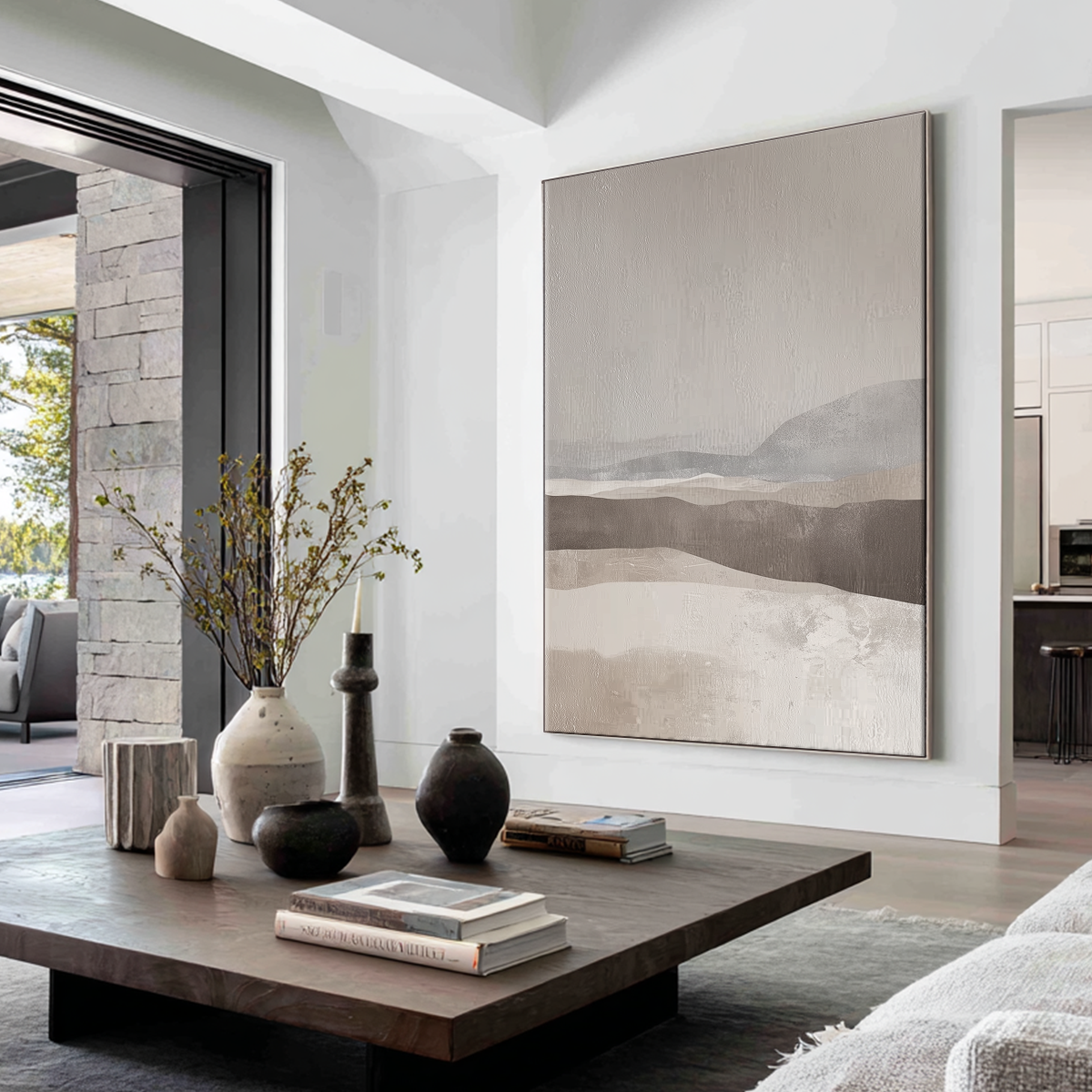 Abstract Landscape Wall Art | Wabi-Sabi Neutral Canvas