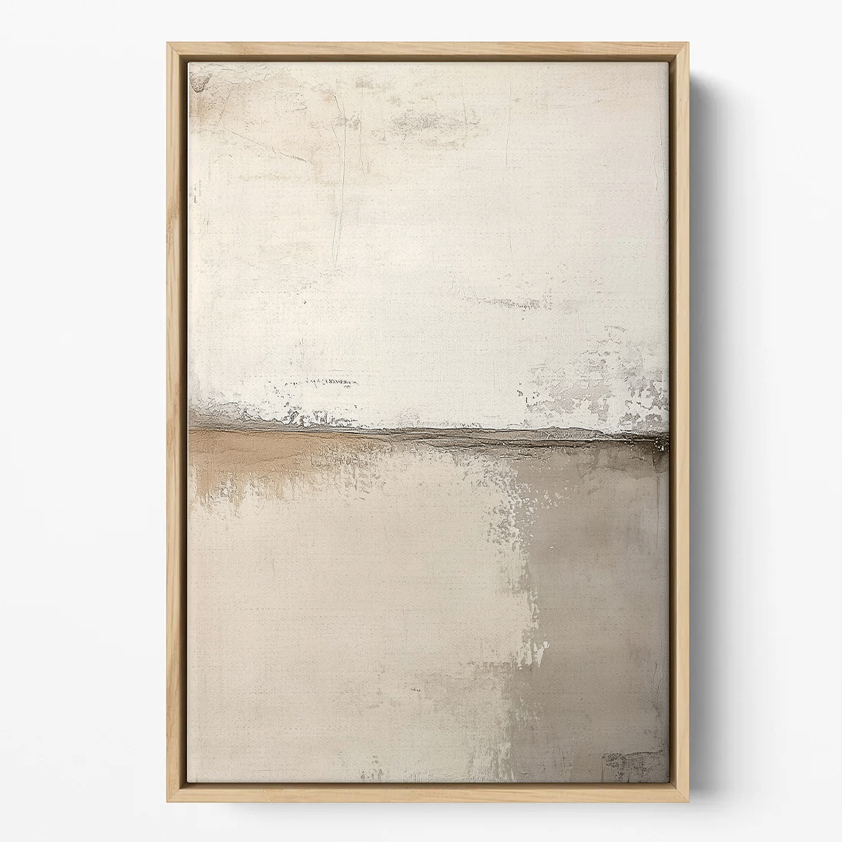 Neutral Abstract Wall Art Print - Scandinavian Modern Beige Canvas Wall Decor featuring minimalist abstract design in soft beige tones, perfect modern wall art for a calm living room atmosphere.