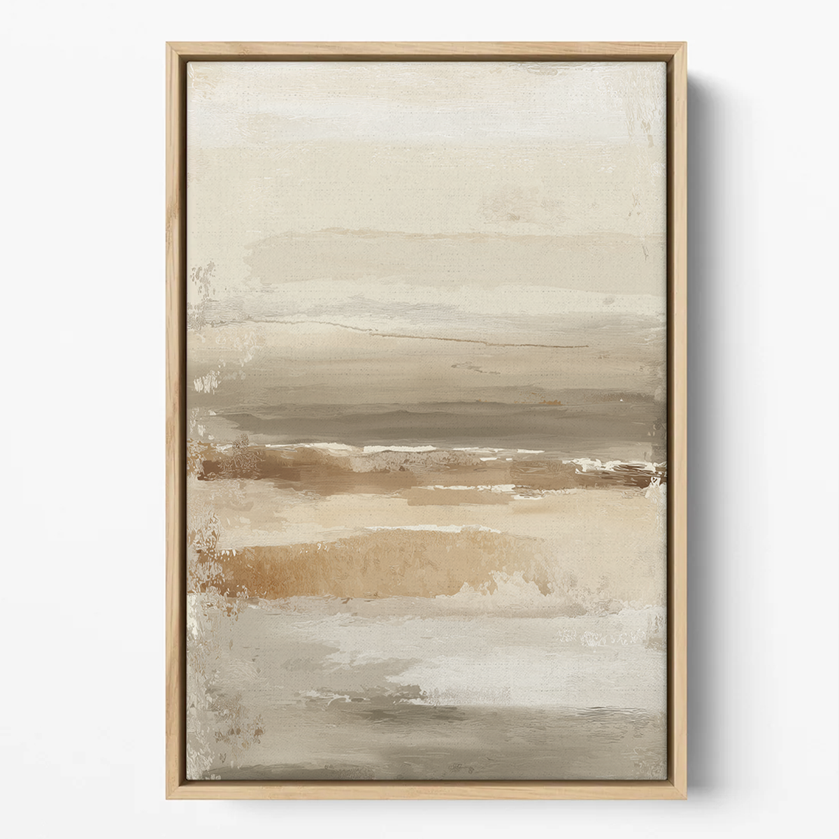 Neutral Abstract Wall Art Canvas | Beige Taupe Textured Horizon Art | Japandi Modern Decor featuring soft, layered abstract hues in beige and taupe for minimalist modern wall art.