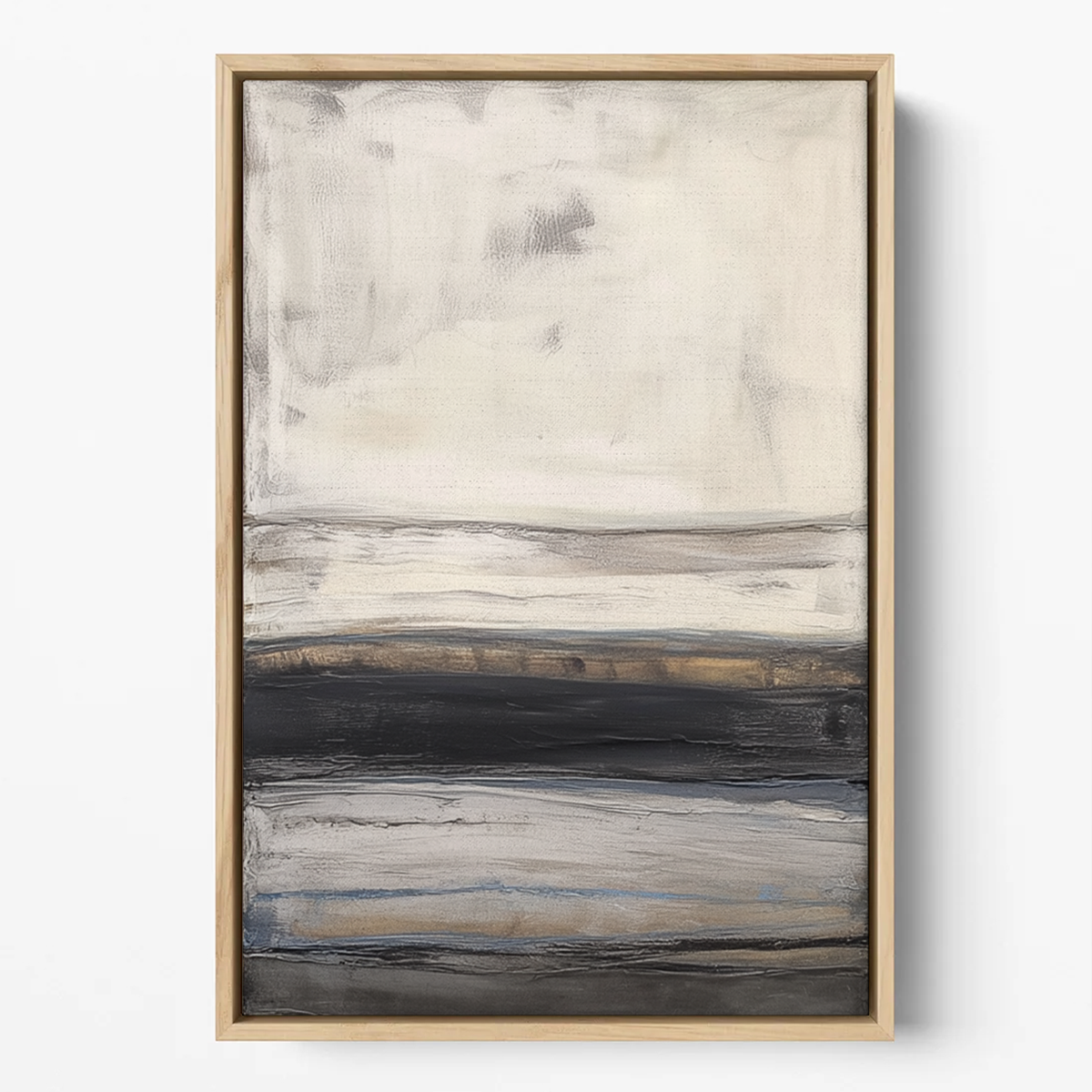 Abstract Horizon Wall Art | Neutral Grey & Gold Canvas
