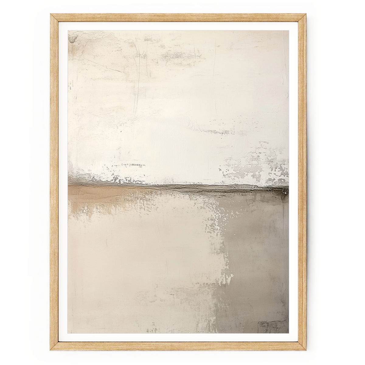Neutral Abstract Wall Art Print - Scandinavian Modern Beige Canvas Wall Decor featuring minimalist textured layers in soft beige and cream tones, ideal for modern living room.