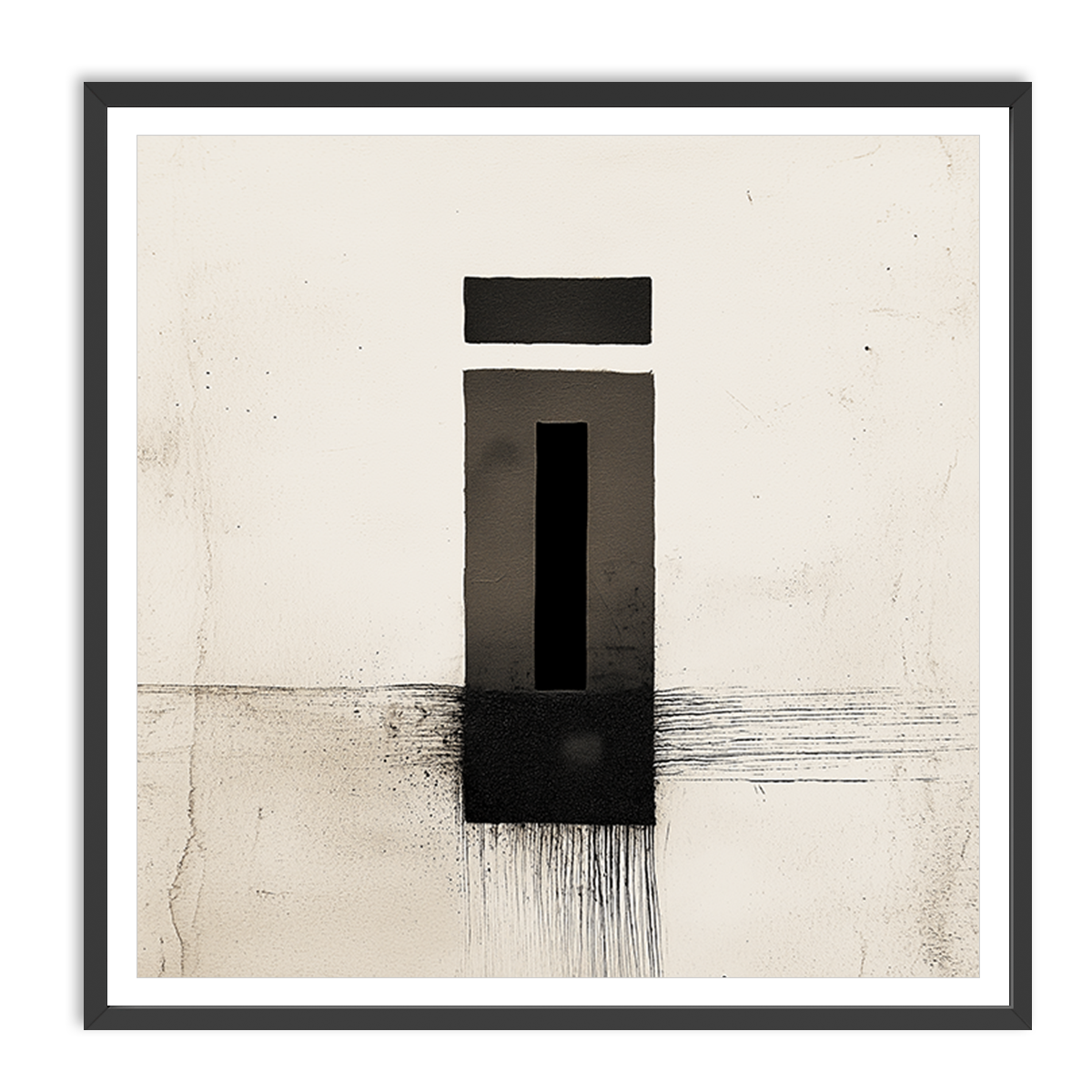 Zen Abstract Wall Art Print – Minimalist Black Ink Geometric Modern Decor featuring bold black geometric shapes on a neutral background for stylish modern wall art.