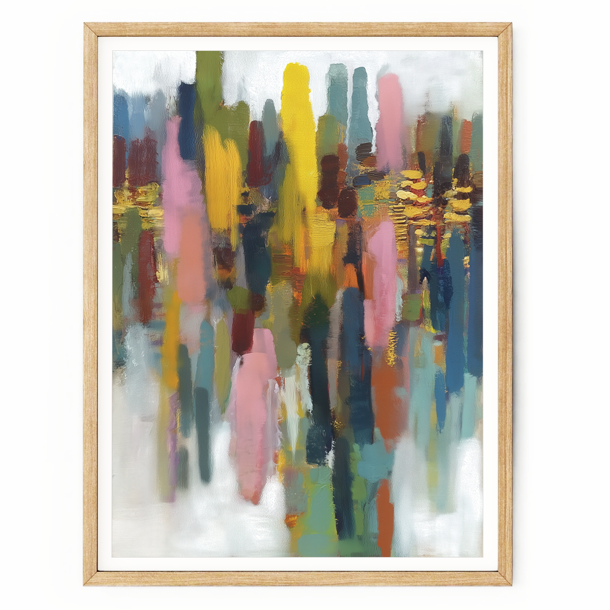 Mid-century abstract wall art with geometric and organic shapes