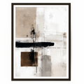 Urban Echo | Minimalist Abstract Art Print | Beige, Black & Brown Geometric Brushstroke | Giclee, Canvas & Poster Print | Matte | Framed or Unframed featuring neutral tones and bold black brushstrokes in modern minimalist style.