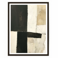 Geometric Abstract Wall Art | Neutral Black Beige Minimalist Print | Modern Wabi-Sabi Decor featuring bold black and beige rectangles with textured brushstrokes in a minimalist composition.
