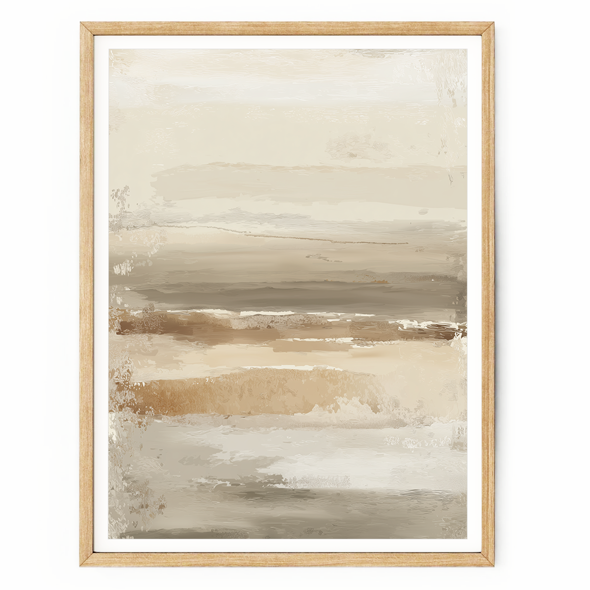 Neutral Abstract Wall Art Canvas | Beige Taupe Textured Horizon Art | Japandi Modern Decor featuring soft layered neutral tones and subtle textured brushstrokes for minimalist modern wall art.