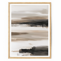Abstract horizon wall art with watercolor textures in muted blue, grey, and earthy brown tones for minimalist modern decor.