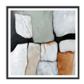 Wabi-Sabi Abstract Wall Art | Earth Tone Minimalist Print | Sage Green & Burnt Orange Decor featuring textured blocks in muted sage green, burnt orange, beige, white, and black for modern minimalist living room.