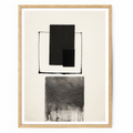 Abstract Geometric Wall Art Print – Modern Minimalist Black & White Textured Decor featuring layered black rectangles and a textured black brushstroke on a neutral background with clean, minimal lines.