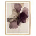 Ink Wash Abstract Floral Wall Canvas Art Print - Burgundy Minimalist Modern Wall Art featuring soft, overlapping burgundy and neutral tones in an elegant abstract floral design with a light wood frame.