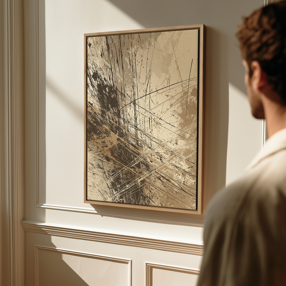 Fractured Motion Canvas Print | Earth Tone Japandi Wall Art