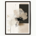 Modern Abstract Floral Wall Art Neutral Beige and Black Canvas Print