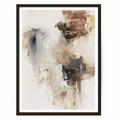 Neutral abstract wall art featuring textured layers of beige, brown, taupe and grey earth tones for a modern Japandi living room.