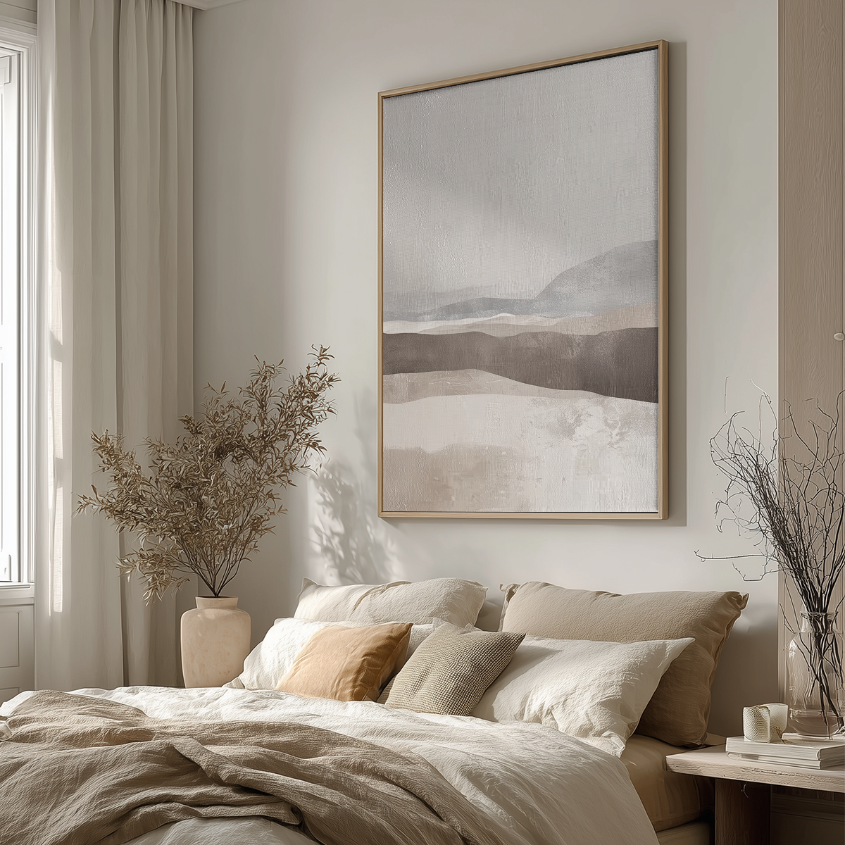 Abstract Landscape Wall Art | Wabi-Sabi Neutral Canvas