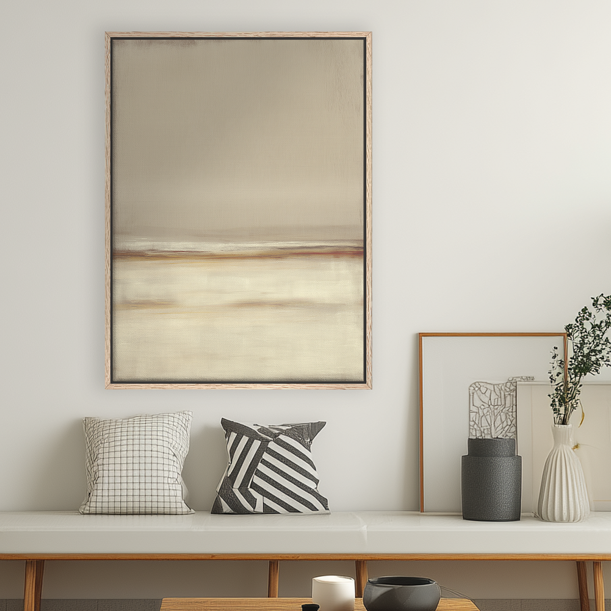 Neutral Seascape Wall Art | Beige Abstract Canvas