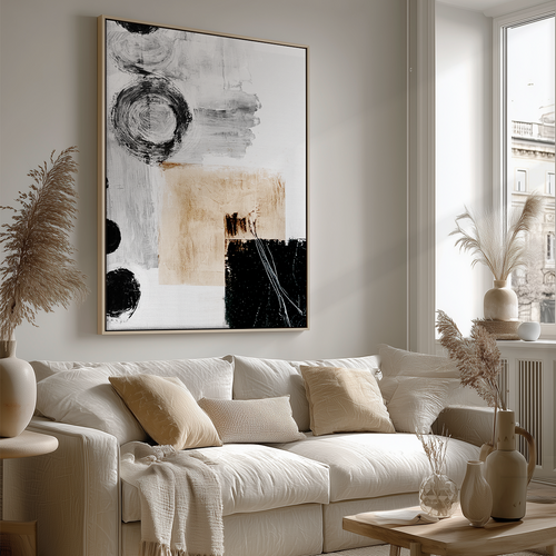 Neutral Abstract Wall Art | Modern Geometric Canvas
