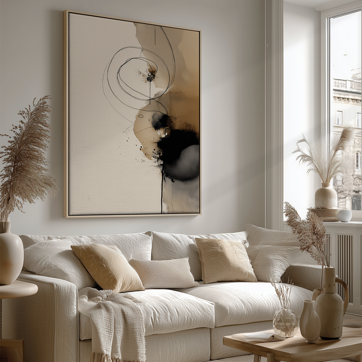 Ink Harmony Wall Art | Japandi Abstract Canvas Print
